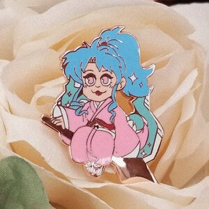 Pin de esmalte duro Botan de 1,7" - Insignia de solapa de chaqueta de Anime Shinigami Girl YYH