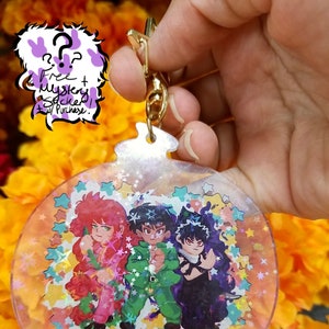 Charm acrílico holográfico de 3” del equipo Urameshi de YYH, de un solo lado y doble cara, con defectos