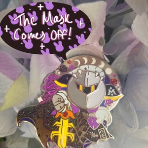 Magnet 2.25” Moonlight Knight Silver Enamel Pins with Glitter and Screenprinted Effects - Kirby Nostalgic Gaming Jacket Lapel Pin Badge