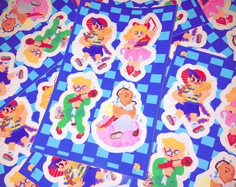 7,5 cm vinylklistermärken med texten "Earthbound" - Ness, Paula Polestar, Jeff Andonuts, Prince Poo för bärbara datorer, spelkonsoler etc.