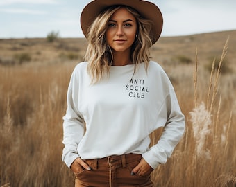 Sudadera Anti Social Club, Sudadera de moda, Camisa Love Fall, Sudadera estética, Regalo perfecto, Sudadera VSCO, Gráfico de bolsillo