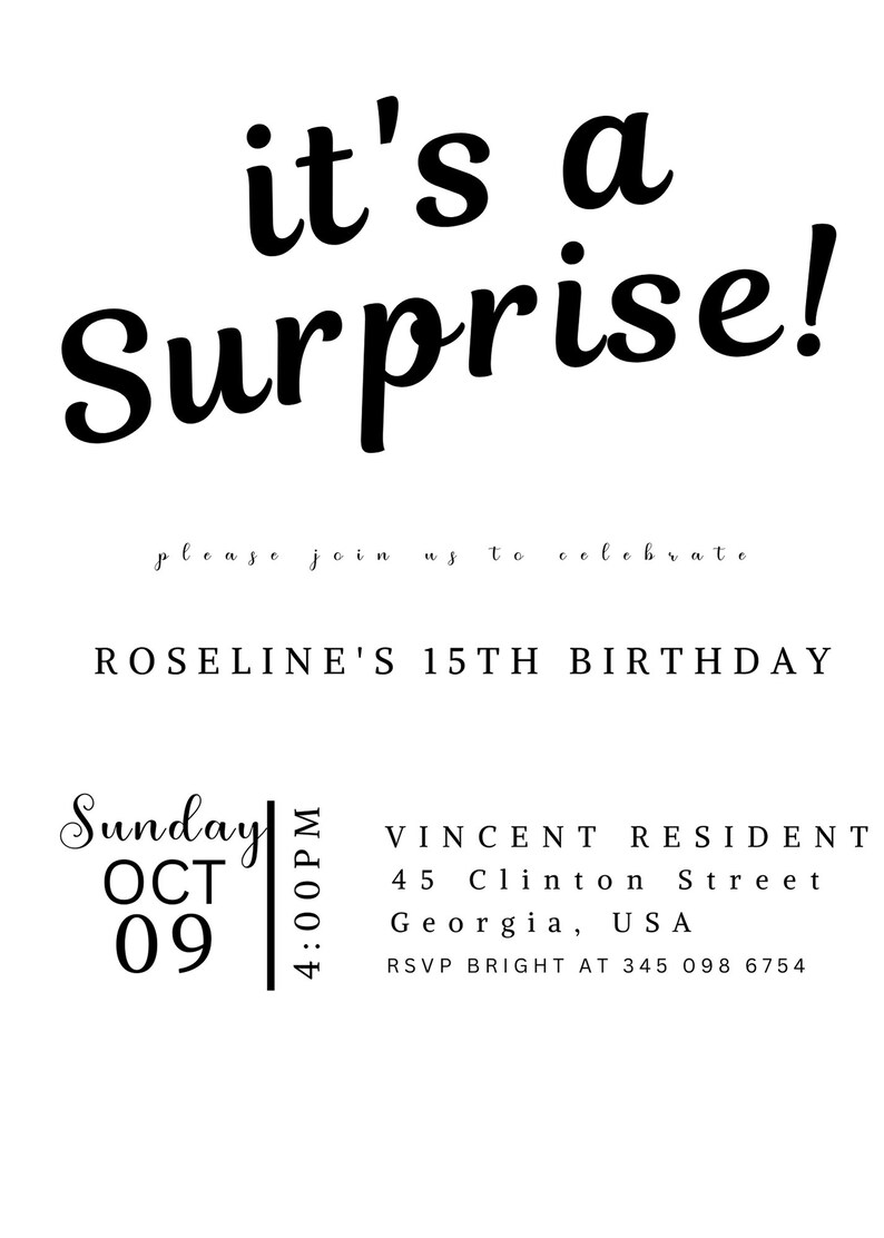 Birthday Invitation, Surprise Party, Surprise Invitation, Invitation