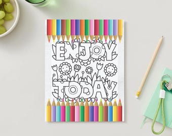 Kids Motivational Coloring Pages – 20 Printable Designs | Positive Affirmations & Uplifting Quotes for Children | Instant Download