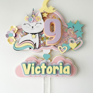Unicorn cat caticorn  cake topper