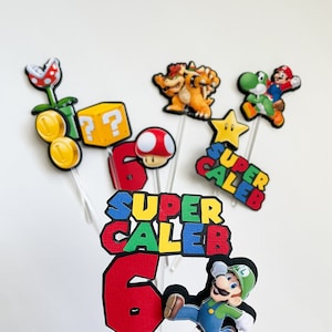 Super Mario inspired Cake Topper 12 Cup Cakes Toppers