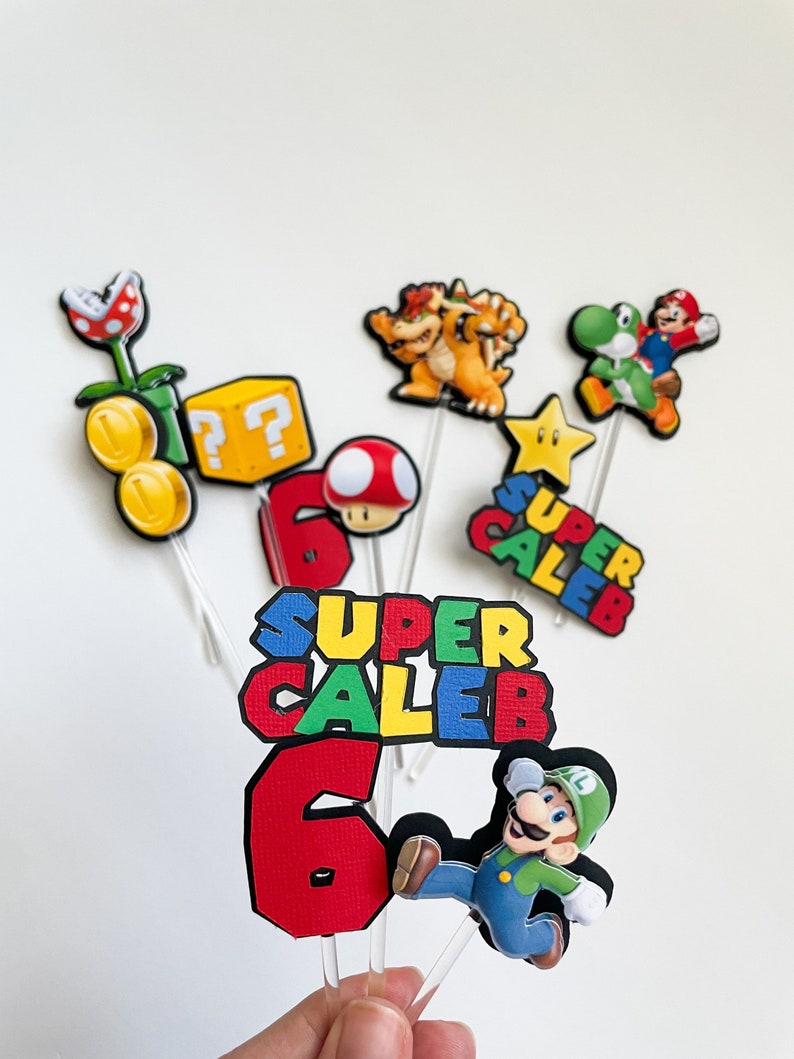 Super Mario inspired Cake Topper 12 Cup Cakes Toppers
