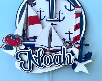 Nautical Cake topper - Smash Cake topper one year