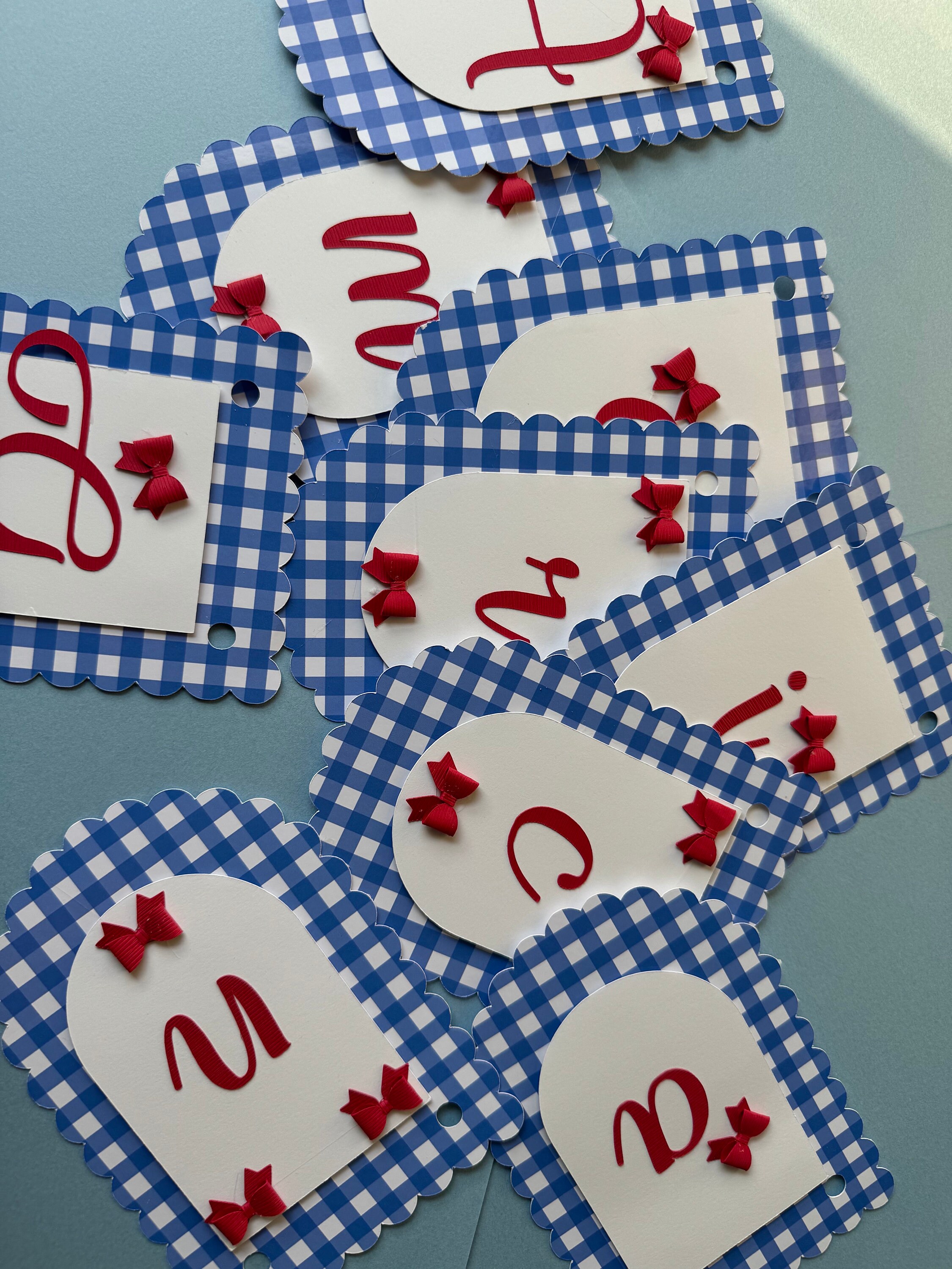 Gingham Blue Red and White Banner Custom - Etsy