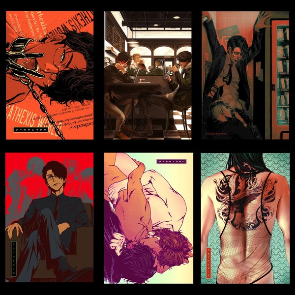 Choose 2: Sex Therapy Original Comic 4"x6" mini prints yaoi BL manga CATHEXIS SixSpades