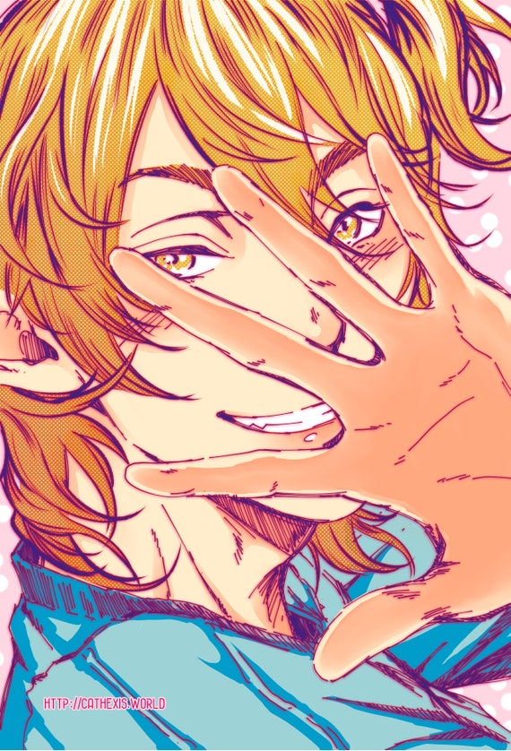 Blonde anime boy blue eyes profile picture aesthetic lynx ears