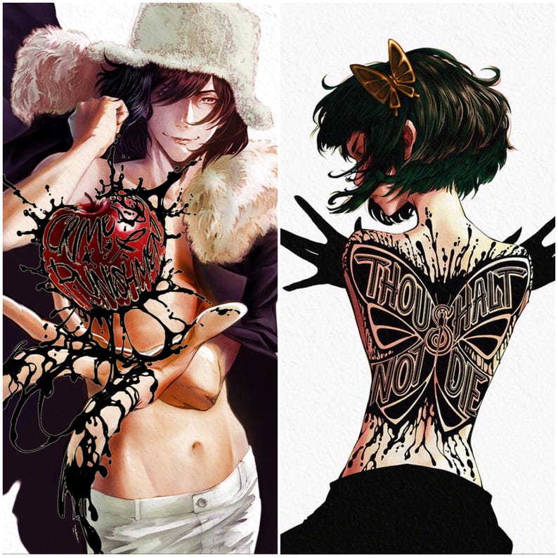 Fyodor Dostoyevsky oder Yosano Akiko11x17 Print Verbrechen und Strafe Thou Shall Not Die Dead Apple Inkblot Anime Manga BSD Bild 1