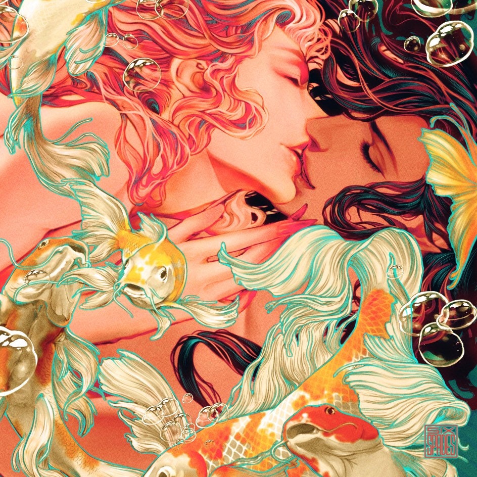 Koi 11 X 17 Print Mermaid Merman Fish Underwater Kiss - Etsy