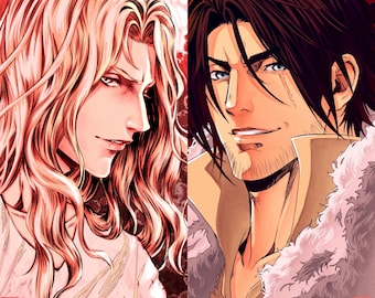 Set of 2 - 5.5x8.5" prints Castlevania Trevor Belmont Alucard Tepes fan art anime manga video game