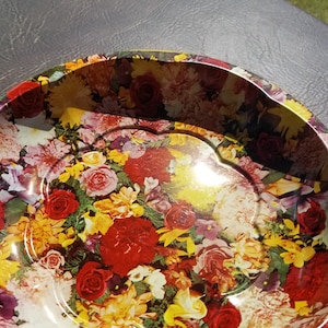 Vintage Floral Tin Bowl / Daher 1971 / 1970s, Retro Kitchen, Flower Tin, Floral Bowl, Vintage Daher