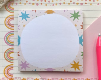 Starburst Sticky Notes, Rainbow Pastel Colorful Post It Notes, Fun Cute Stationery, Stationery Lover Gift, Gift for Coworkers, Notepads
