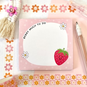 Berry Much To Do Sticky Note, Cute Happy Strawberry Stationery, Cute Post It Note Gift for Coworker, Office Stationery, Summer Sticky Note