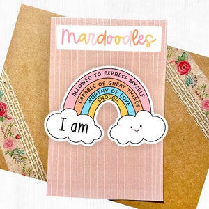 Positive Affirmation Rainbow Sticker, Water Resistant Self Love Reminders Laptop Decals, Happy Face Sticker, Rainbow Colorful Happy Sticker