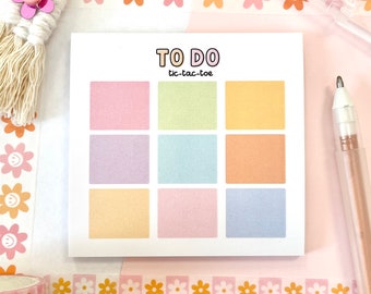 Tic Tac Toe To Do Sticky Notes, Fun Game Office Product, Cute and Trendy Notepads, Gift for Teachers, Pastel Post It Notes, Mardoodles