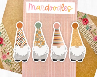 Boho Gnome Sticker Pack, Water Resistant Laptop Decal Aesthetic, Cute Laptop Stickers, Spring Gnome Sticker Gift Set, Mardoodles