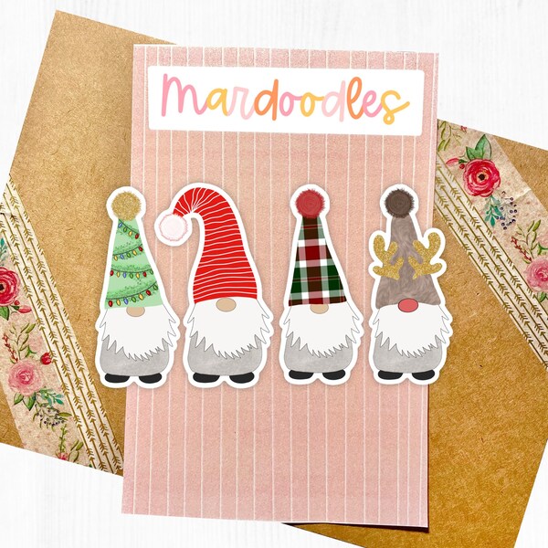 Christmas Gnomes, Holiday Themed Sticker Pack, Water Resistant Laptop Decals, Xmas Stickers, Stocking Stuffers for Teens, Christmas Cheer