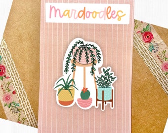 Waterproof Plant Sticker, Plant Mom, Succulents, Cactus, Beautiful Hanging Plant Sticker, Nature, Cute Potted Plants, Mardoodles Company