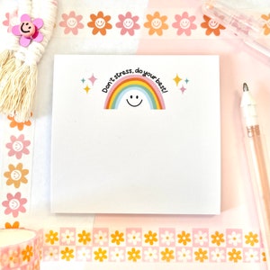 Don't Stress, Do Your Best Sticky Note, Aesthetic Cute Motivational Rainbow Stationery, Cute Office Supplies, Gift for Coworkers, Mardoodles