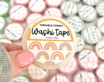 Pastel Cute Dainty Rainbow Washi Tape, Minimalist Washi Tape, Cute Journaling Tape, Scrapbooking Tape, Packing Tape, Shop Small, Mardoodles