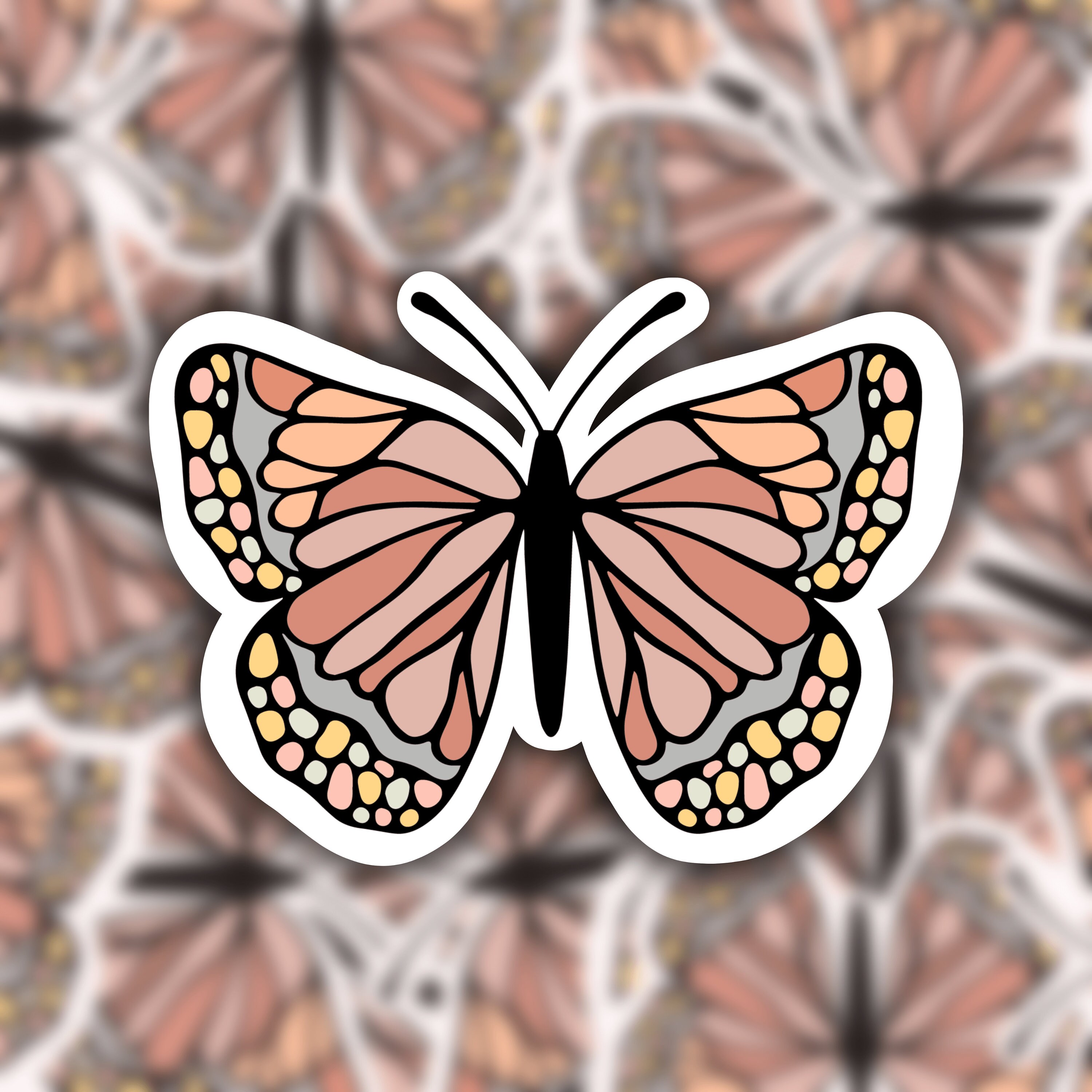 Waterproof Pink Butterfly Sticker Sticker Mule Sticker Etsy