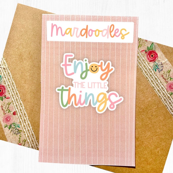 Enjoy the Little Things Rainbow Waterproof Sticker, Laptop Decal, Rainbow Positivity Sticker, Car Decal, Trendy Teen Stickers, Mardoodlesco