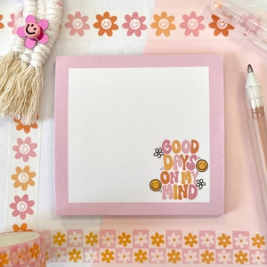 Good Days On My Mind Sticky Note, Cute Pink Pastel Post It Notes, Aesthetic Stationery Teacher Gift, Office Products, Gifts for Coworkers