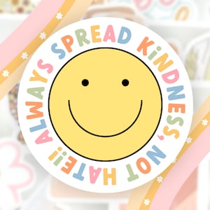 Cute and Trendy Spread Kindness Not Hate Magnet, Happy Face Magnet for Classrooms and Cars, Happiness and Kindness Magnet Design