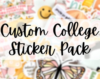 Custom College Sticker Packs, Water Resistant Stickers for College Students and Graduates, Cute and Trendy School Spirit Laptop Decals,