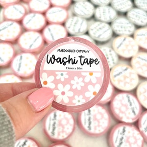 Pink Rainbow Flower Power Daisy Washi Tape, Floral Aesthetic Trendy Washi Tape, Beautiful Packaging Tape, Shop Small Washi Tape