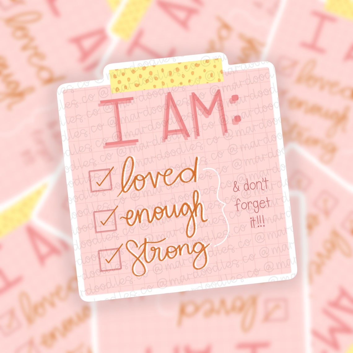 Self Love Sticky Note Sticker Waterproof Sticker Daily Etsy