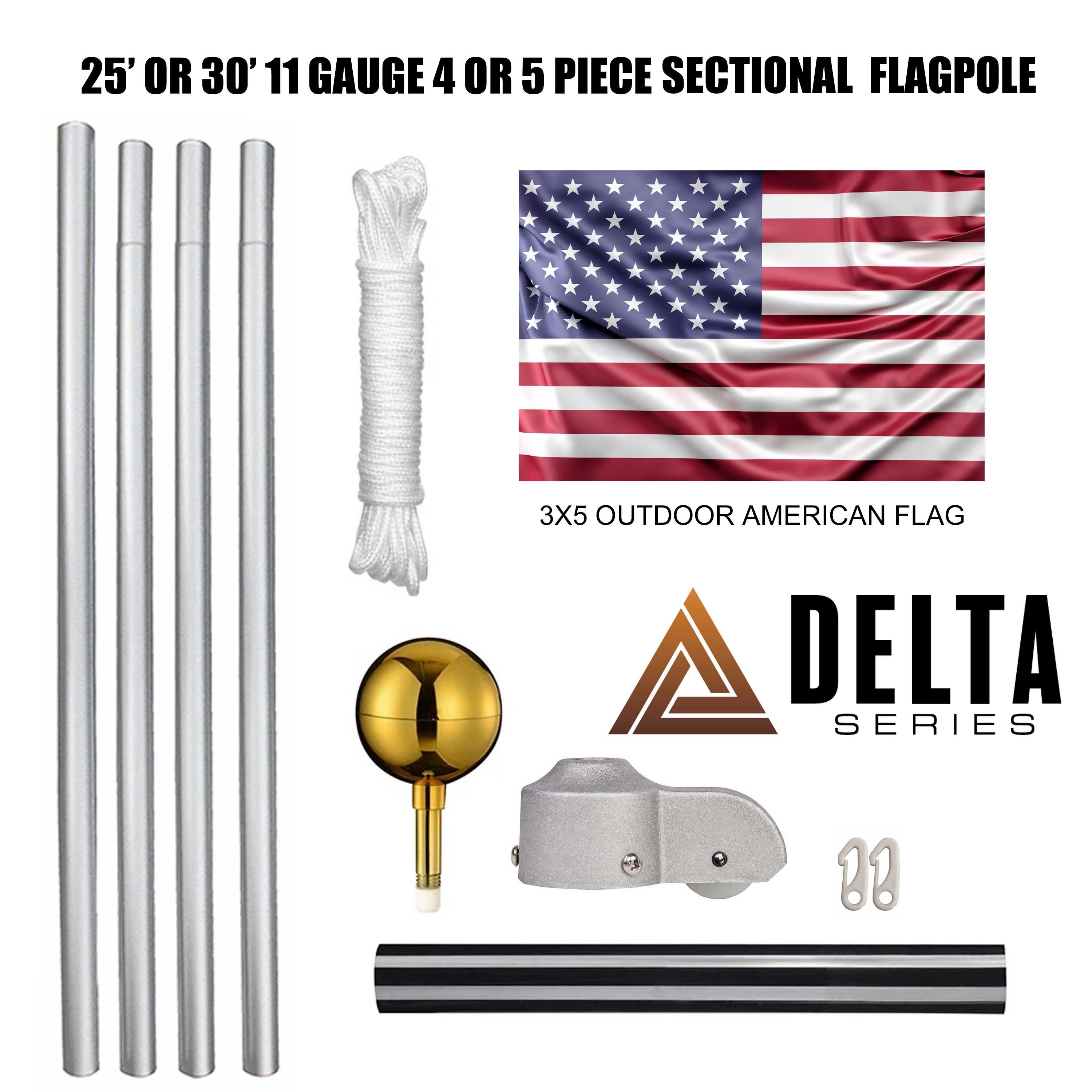 25' or 30' Delta SECTIONAL Flagpole silver Etsy