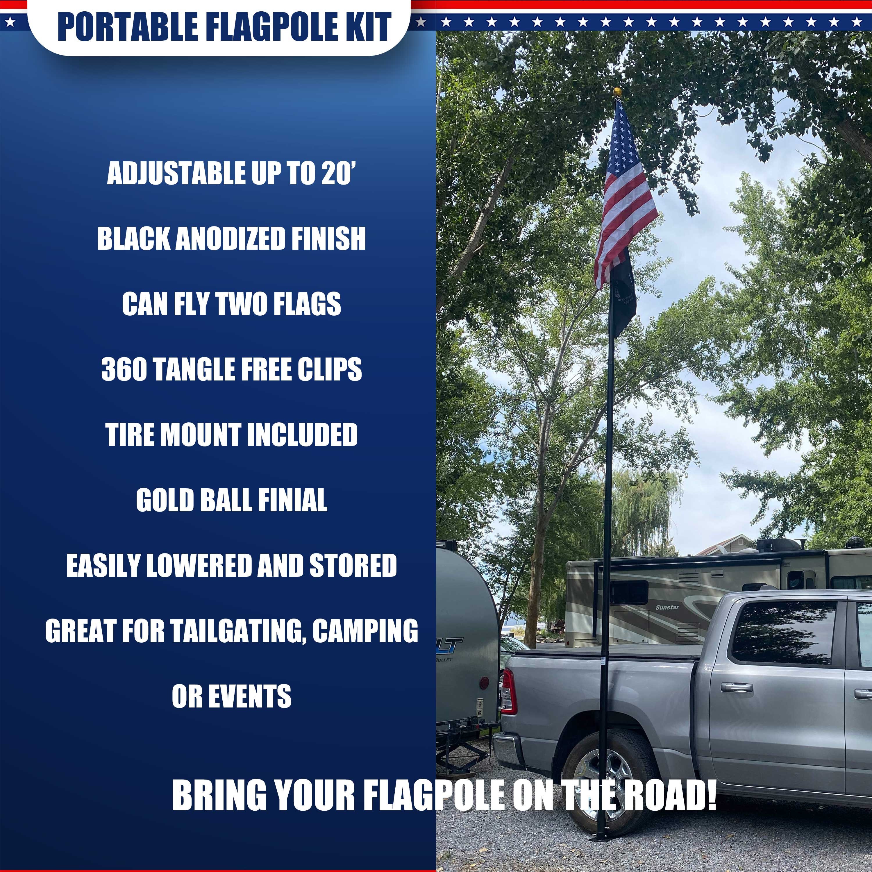 Adventure Series Portable 20' Telescoping Flagpole Package - Etsy