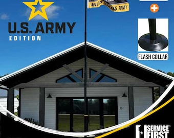 Paquete de mástil telescópico Delta de 25 pies, edición militar (negro) (mástil, luz y collar de destellos)