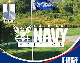 Paquete de mástil telescópico Delta de 25 pies, edición azul marino (plateado) (mástil, luz y collar de destellos)