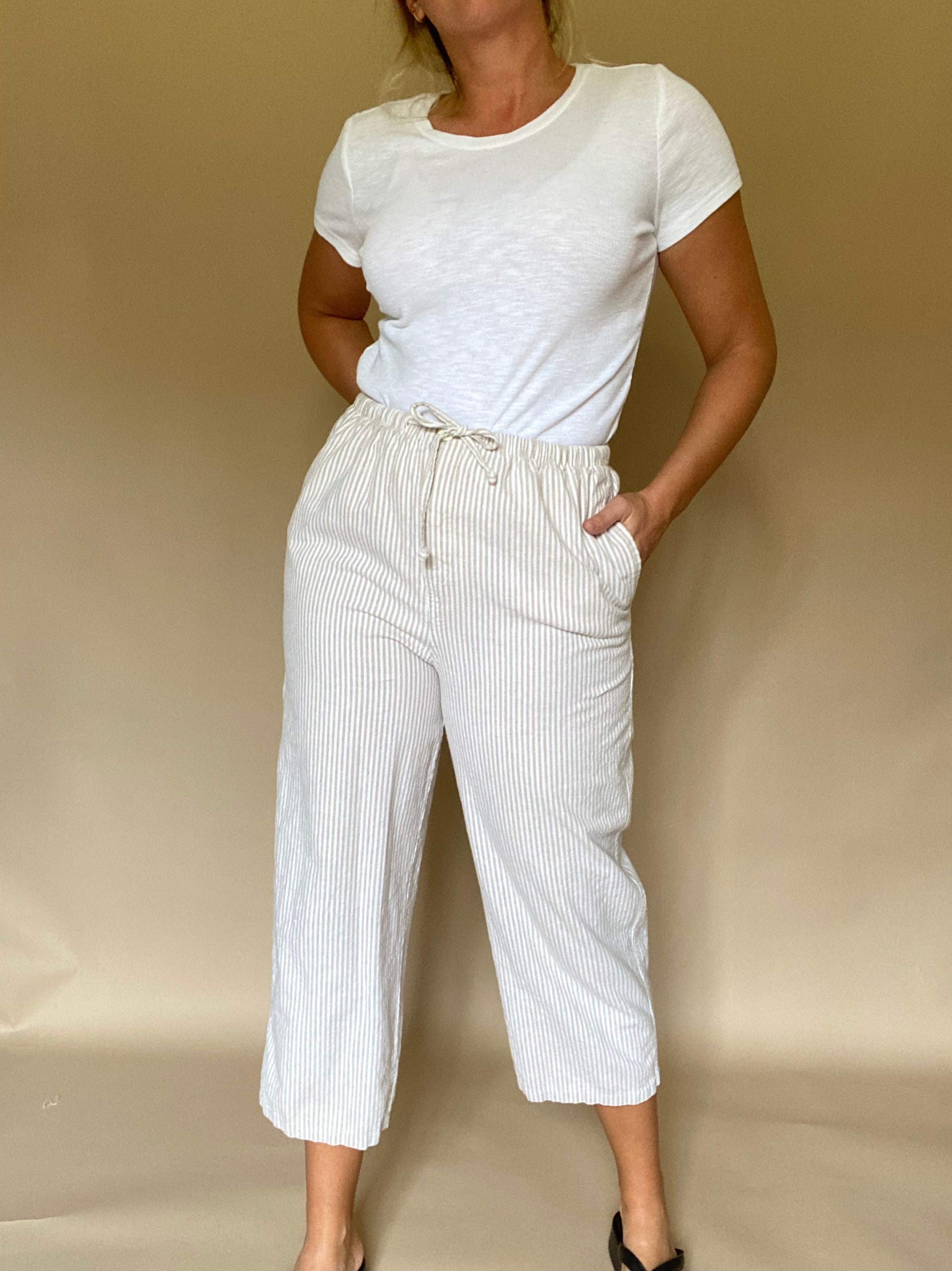Vintage Striped Linen Blend Pant