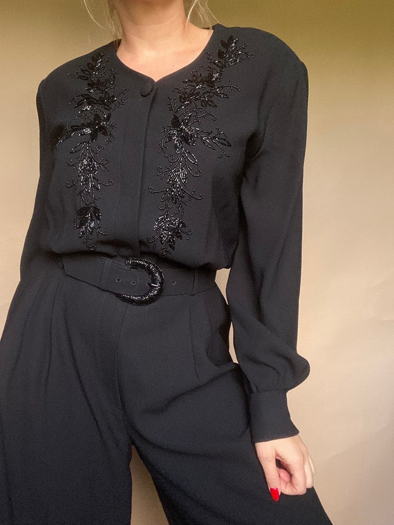 Vintage Black Embellished Jumpsuit