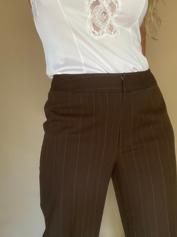 Brown Pin Stripe Trousers | 30" Waist