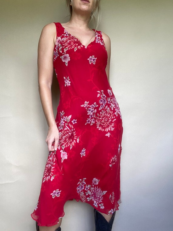 Silk Floral Dress - image 3