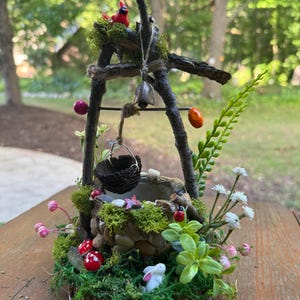 Enchanted Fairy Garden Wishing Well – Handmade Miniature With Cardinal ...
