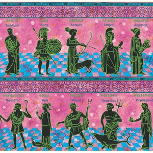 Ancient Greek Gods and Goddesses (Pompeii Disco Version), Greek Mythology Greek Myth art poster, Archeology Art