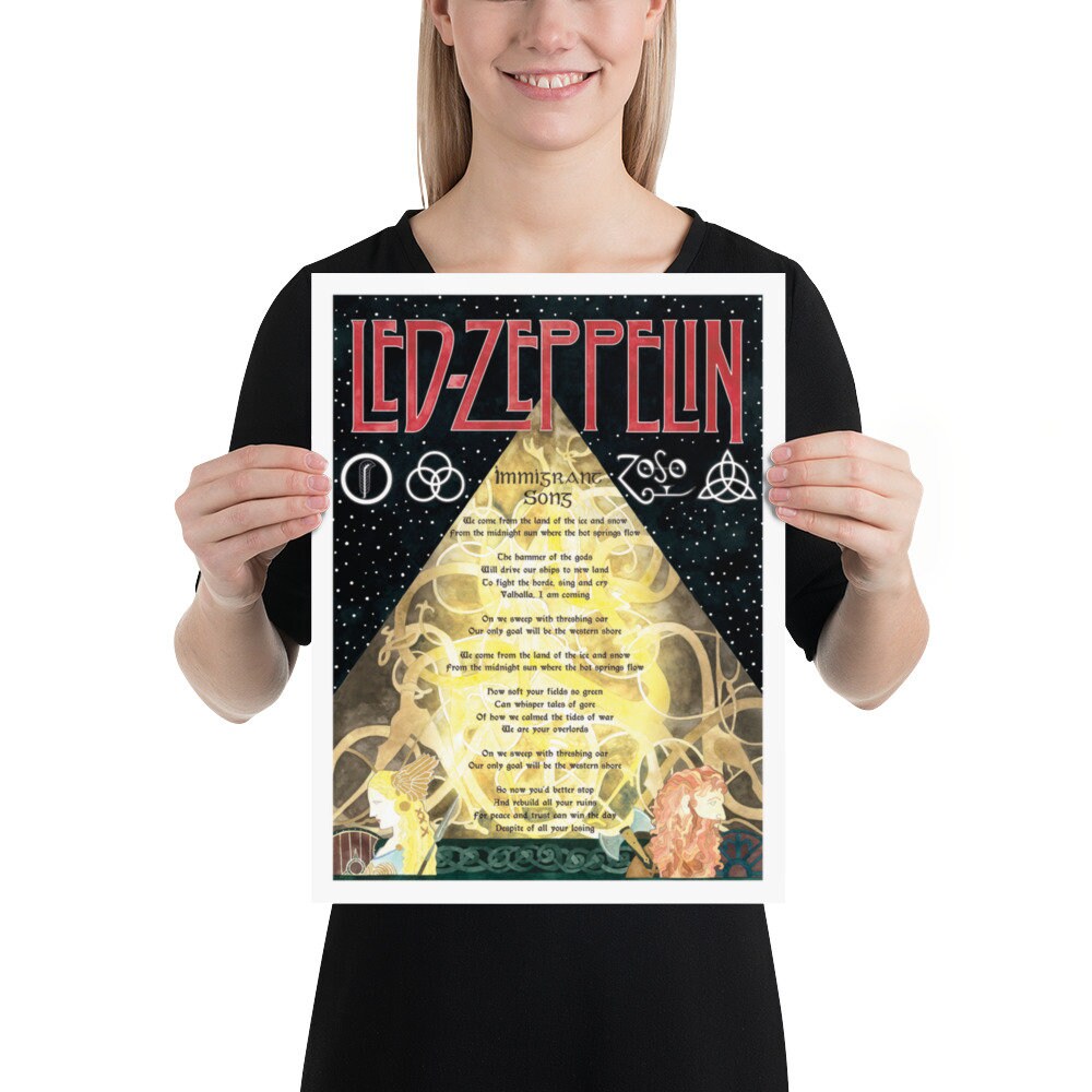Led Zeppelin Lyric Wall Poster, Led Zeppelin Art Concert Poster