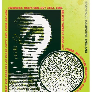 Sparsholt Alien Face with Disc Crop Circle Poster, Alien Message Poster, ET Contact Art Poster