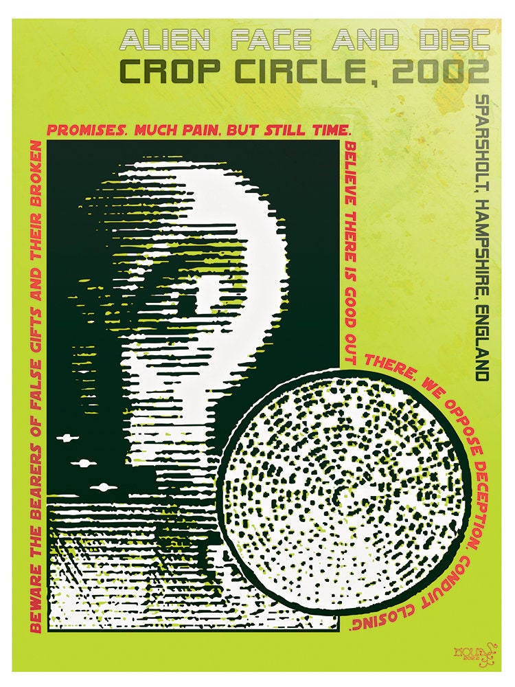 Sparsholt Alien Face With Disc Crop Circle Poster, Alien Message Poster, ET  Contact Art Poster - Etsy