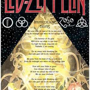 Led Zeppelin Lyric Wand Poster, Led Zeppelin Kunst Konzert Poster, Jimmy Page Poster, Robert Plant Poster