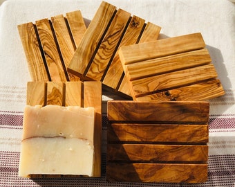 Handmade Olivewood Soap Dish , Wooden Soap Deck, Natural , Handcrafted, 10 PCS