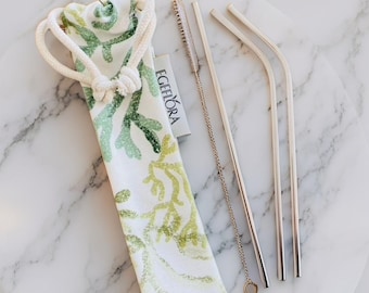 Wiederverwendbare Edelstahl-Metallstrohhalme - Umweltfreundliche Trinkhalme, plastikfrei (3/10 Stück)